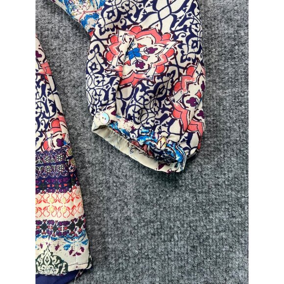 Boho Chic Floral Print Long Sleeve Blouse With Tassel Tie Neck & Elastic Cuffs - Picture 6 of 7